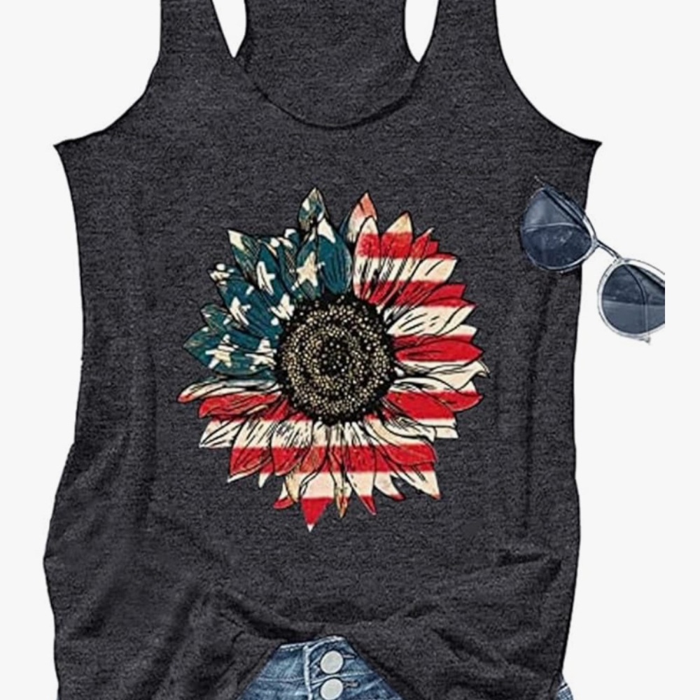 Patriotic Sunflower Graphic Tank Top